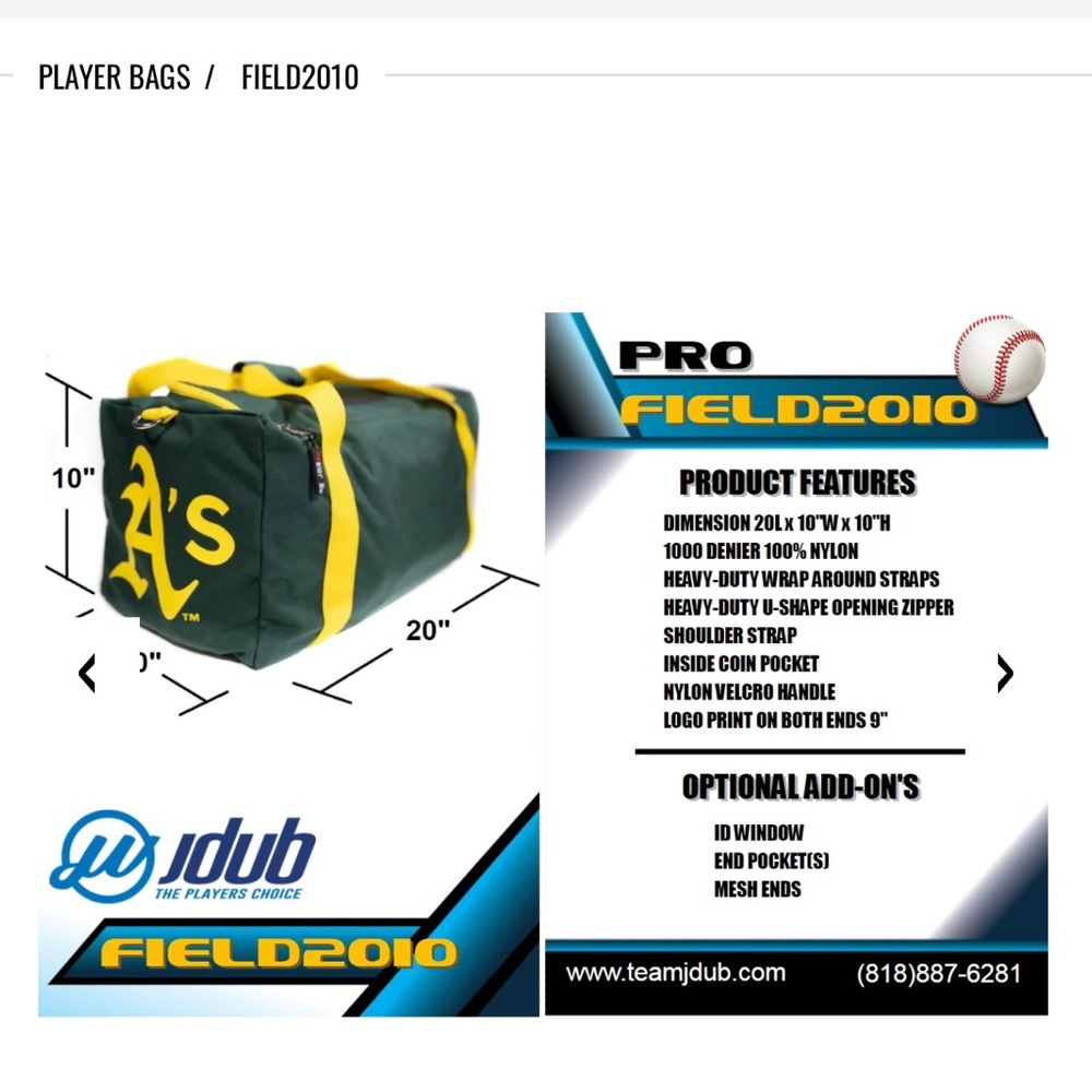JDub baseball bags BRAND NEW!